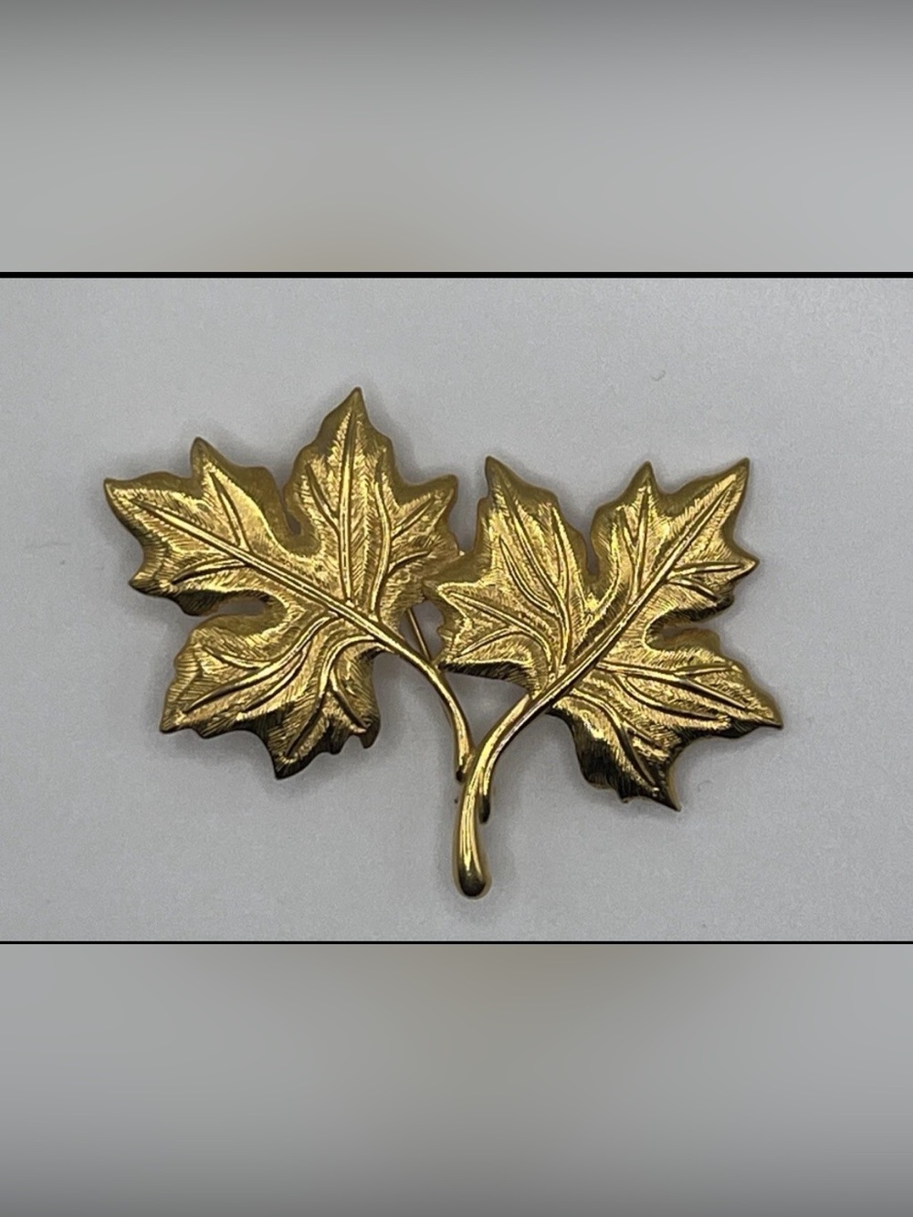 Vintage Monet Double Leaf Gold-tone Large Statement Brooch Pin